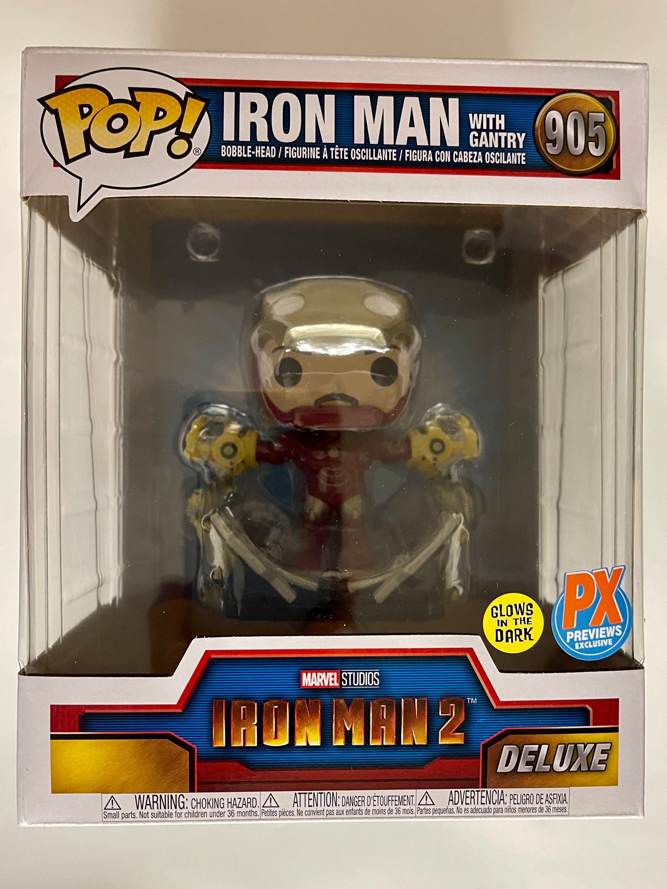 Funko Pop! Deluxe Marvel Iron Man with Gantry #905 GITD PX
