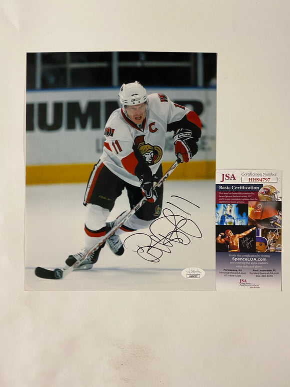 Daniel Alfredsson Signed Ottawa Senators 8x10 Glossy Photo With JSA COA