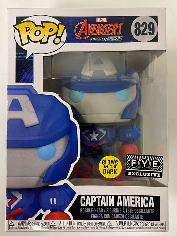 Funko Pop! Marvel Captain America #829 Avengers MechStrike GLOW FYE Exclusive