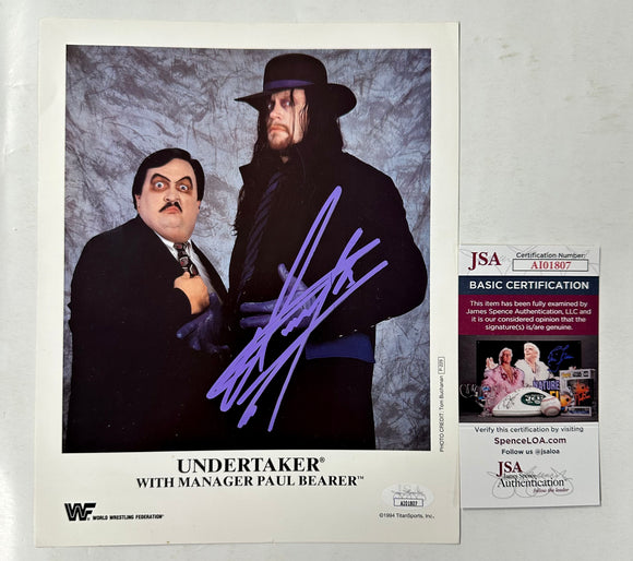 The Undertaker WWF WWE Superstar Signed Promo Photo P-229 With JSA COA