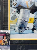 Tom Barrasso Signed Pittsburgh Penguins Matte 11x14 Photo With 1991 1992 Cup Champs Inscriptions