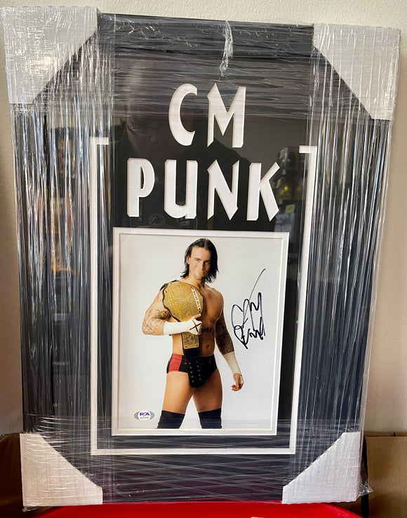 WWE AEW CM Punk Signed & Framed Wrestling Promo 8X10 With PSA/DNA COA
