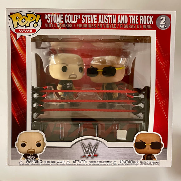 Funko Pop! WWE The Rock vs Stone Cold Steve Austin in WWE Raw Ring Wrestling