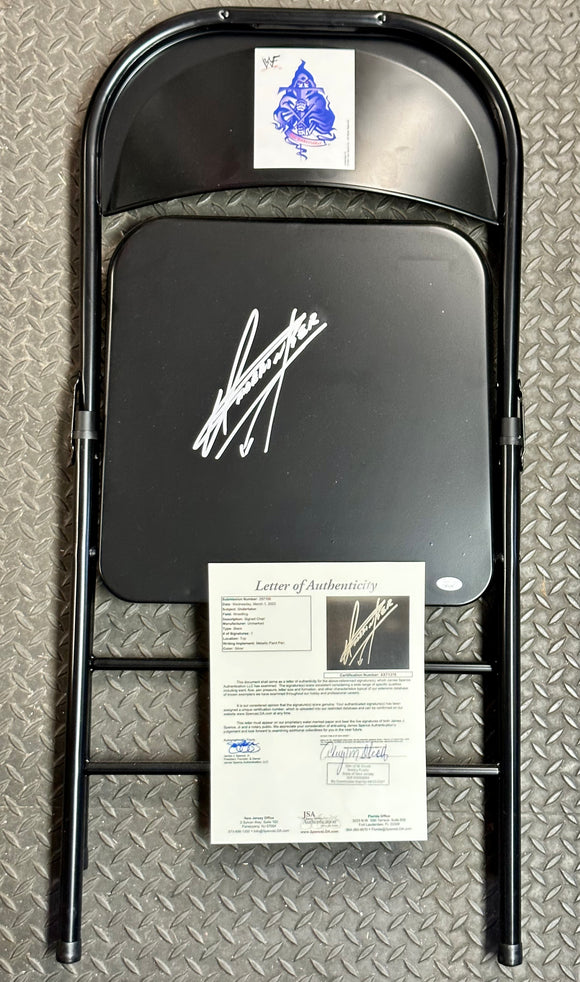 The Undertaker Signed Steel Chair With JSA LOA HOF LEGEND TAKER WWE WWF WRESTLER